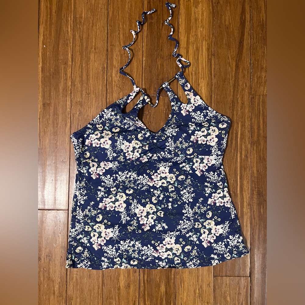 Ambrielle Navy Floral Tankini Top